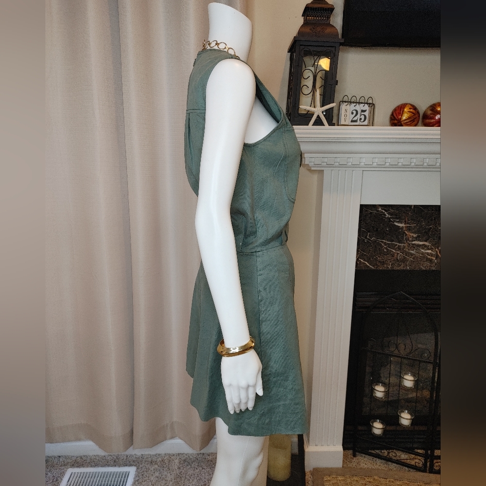 DEREK LAM 10 CROSBY Sleeveless Lace Up Romper in Army 6 - Picture 6 of 11